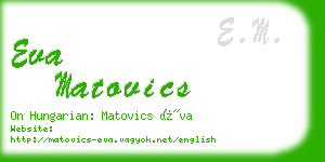 eva matovics business card